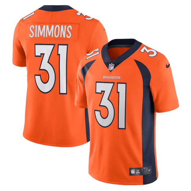 mens nike justin simmons orange denver broncos vapor limited jersey